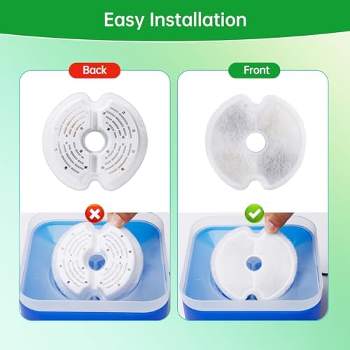 4 Packs Cat Water Fountain Filters for Ultra Silent Cat Fountain 67oz/2L with LED Night Light, Triple Filtration System Activated Carbon Filter with Pre-Filter Sponges for Pet Water Fountain
