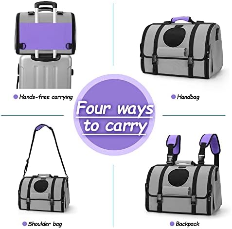 Mile High Life | Outdoor Travel Pet Carrier | Hiking Outdoor Dog Carrier Backpack | Collapsible Dog Carrier for Small Medium Dogs | Cat Crates w Breathable Mesh with Soft-Sided (Purple)