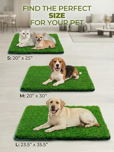 1.2'' Thick Woven Fake Grass Mat for Dog, Glue-Free Artificial Turf Potty Training Pad with Fast Drainage, Machine Washable Pet Pee Pad, Indoor Outdoor Non-Toxic Rug (Small)