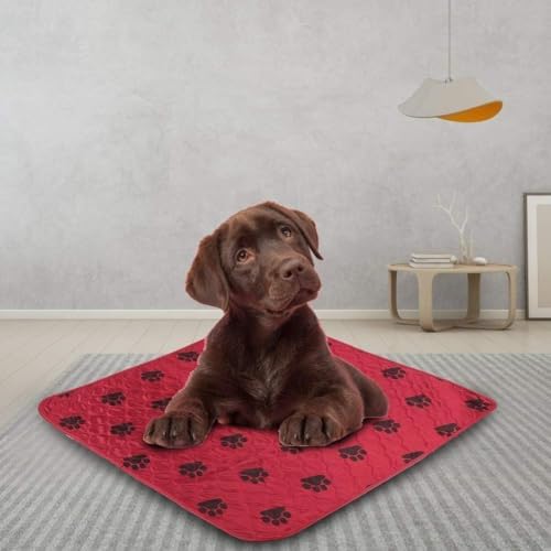 Reusable Dog Pee Pads, Waterproof Training Pads for Dogs, Dog Pee Pad Urine Mat for Pet Dogs Cats(70*80cm-Red)