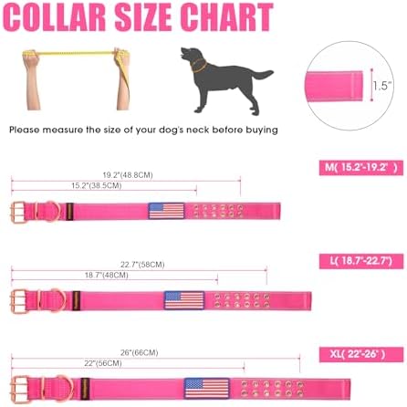 Heavy Duty Dog Collar for Medium Large Dogs,Pink,Medium