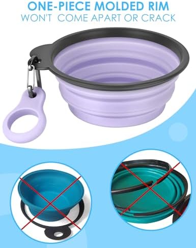 Aonkey 2 Pack 37oz/4.6 Cup Collapsible Dog Bowls with Bottle Carrier