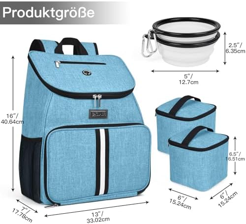 BAGLHER丨Dog Travel Bag, Airline Approved Pet Supplies Backpack, Dog Travel Backpack with 2 Silicone Collapsible Bowls and 2 Food Baskets