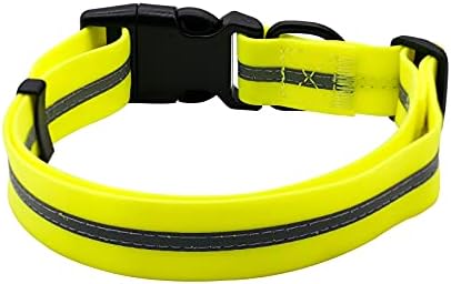 Nimble Reflective Waterproof Dog Collar Adjustable Odor Resistant Easy Clean Pet Collar for Small Medium Large Dogs Night Walking Outdoor Rainy Use (Large (15.35”-24.8”inches), Fluorescent Yellow)