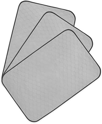 Pet Magasin Highly Absorbent Reusable Washable Pet Pads for Crate or Training with Waterproof Bottom (Pack of 3) (Pack of 3) (Grey, 39x26 Inch)