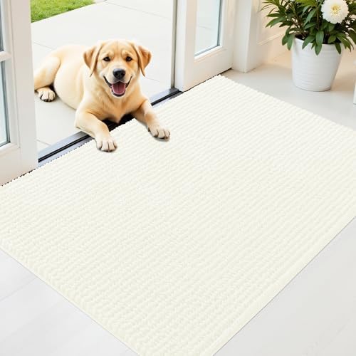 OLANLY Dog Door Mat for Muddy Paws 44x32, Extra Absorbent Chenille Mud Mat