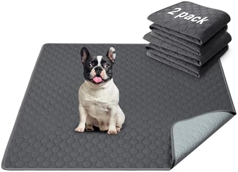 H.VERSAILTEX Premium Washable Pee Pads for Dogs 2 Pack Super Absorbent 100% Waterproof Reusable Non-Slip Quilted Puppy Training Pads for Crate Playpen Whelping & Potty Training(36"x36", Grey)