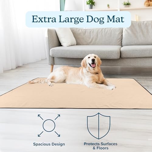 Washable Pee Pads for Dogs - 72” x 72” Extra Large Reusable Pet Mat for Dog Potty Training, Whelping, Playpen, or Crate Mat - Super Absorbent and Quick Drying Puppy Pads by PETMAKER (Beige)