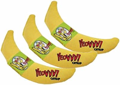 Yeowww! 100% Organic Catnip Toy, Yellow Banana 3 Pack