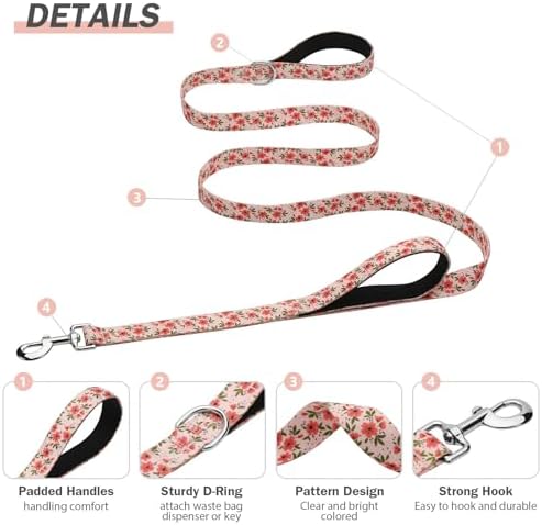 Hikiko 6FT Dog Leash Padded Double Handle with Designed Pattern