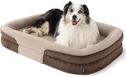 Bedsure XLPro 360°Oval Bolster Orthopedic Dog Beds Large Sized Dog,45" Brown