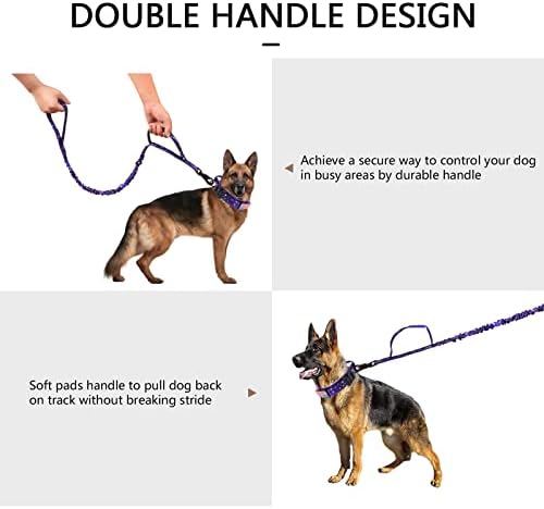DAGANXI Tactical Dog Collar, Adjustable Military Training Nylon Dog Collar with Control Handle and Heavy Metal Buckle for Medium and Large Dogs, with Patches and Airtags Case (XXL, Purple Sky-Set)