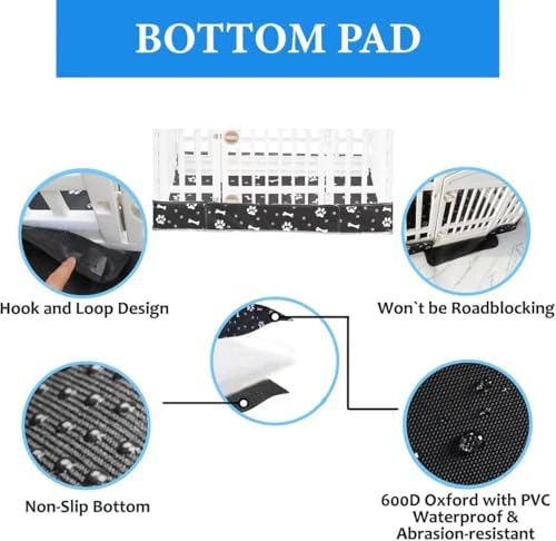 Dog Playpen Bottom Pad and Mesh Top Cover fit 36" x 36“ Puppy Playpen(FENCE NOT INCLUDED),Reusable for Pet Training,Dog Crate,Waterproof Pet Pee Pads,Whelping,Puppies/Small Dogs,Hoop&Loop Design,Black