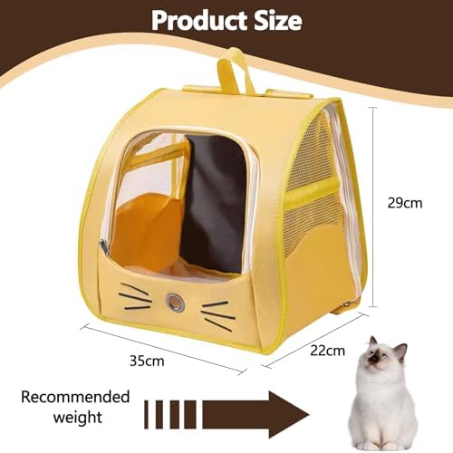 Cat Backpack Carrier, Dog Carrier Backpack for Hiking, Travelling, Camping, Portable Pet Backpack, Ideal for Small Animals & Puppies(Yellow)