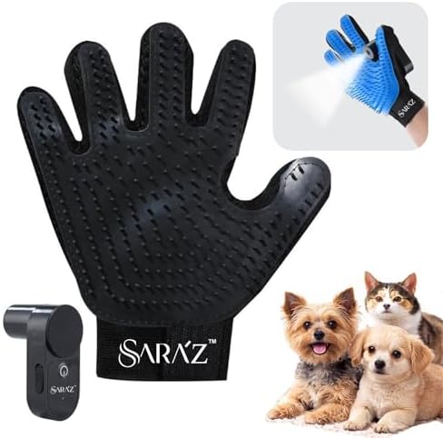 Upgraded Pet Grooming Spray Glove with Built-in Water Mister for Dogs, Cats & Horses - 2-in-1 Silicone Deshedding & Massage Glove, Anti-Static Fine Mist Sprayer, Removes Loose Hair, USB Rechargeable