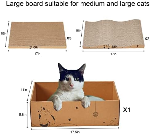 Cat Scratcher Cardboard Scratch Pad for Indoor Cats and Kitty 5pcs