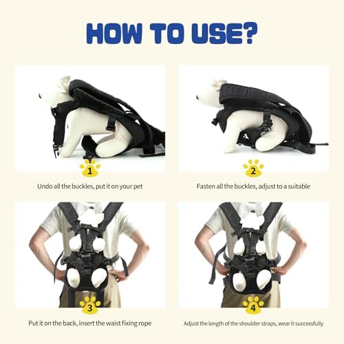 Dog Backpack Carrier, Legs-Out Front Carrier for Small Medium Dogs, Adjustable Breathable Front Carrier for Hiking, Cycling, Travel