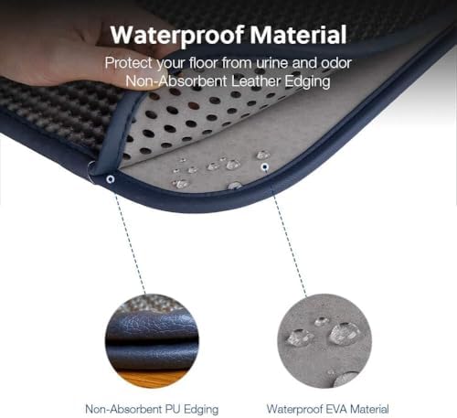 WePet Cat Litter Mat, Kitty Litter Trapping Mat, Honeycomb Double Layer Mats, No Phthalate, Urine Waterproof, Easy Clean, Scatter Control, Catcher Litter Tray Box Rug Carpet
