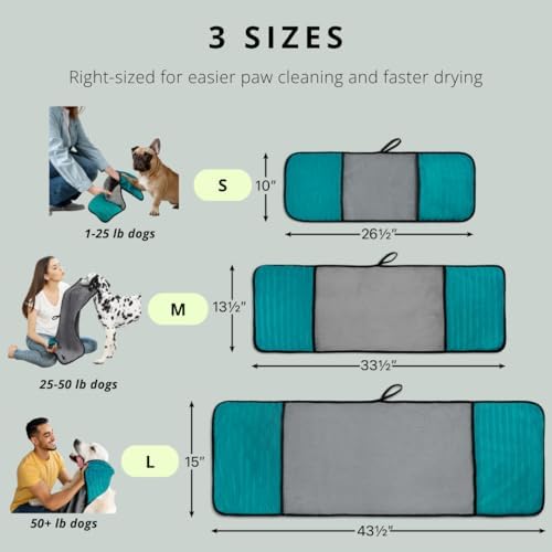 Microfiber Dog Towel & Paw Cleaner – Super Absorbent for Drying Dogs Large, Medium & Small, Quick Dry Pet Towels with Hand Pockets, Soft & Durable Puppy Towel, Machine Washable, Hanging Loop (Small)