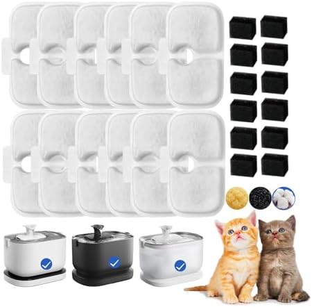 Cat Water Fountain Filter,12 pcs Pet Filter fit Petlibro Dockstream PLWF005