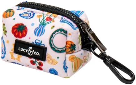 Lucy & Co. Dolce Vita Dog Poop Bag Holder and Dispenser, Clips to Leash, Water-Repellent Neoprene, Includes Refill Roll