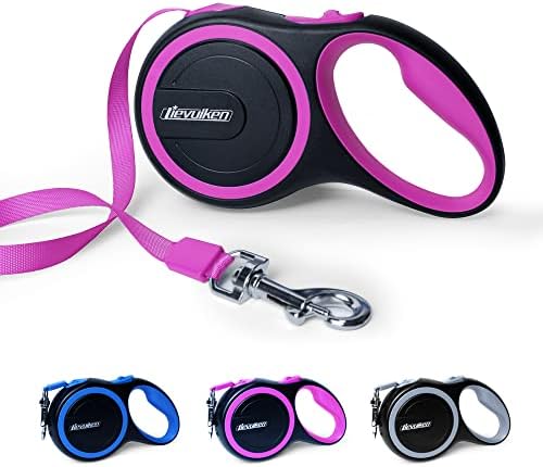 16 FT Retractable Dog Leash with No Tangle for Dog up to 44lbs, One-Handed Brake, with Non-Slip Handle, Strong Nylon Tape for Small and Medium Dogs