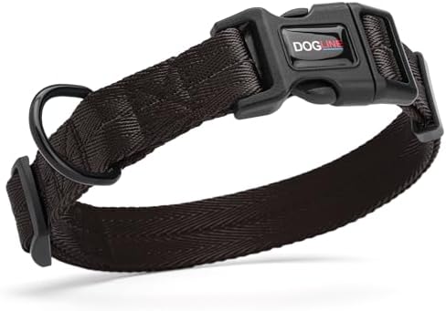 Dogline Black Nylon Collar (W: 1" L: 16"-24")