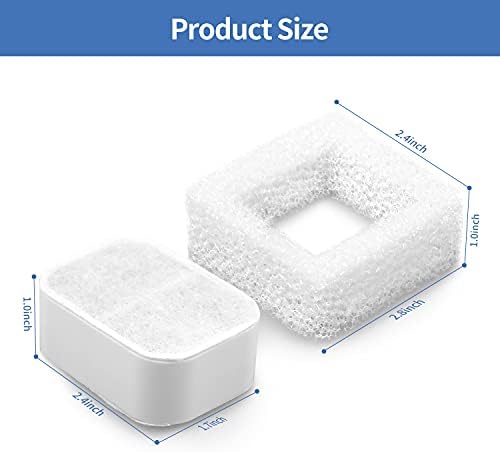 10 Pack Cat Water Fountain Replacement F-ilters, 8 Pack Pet Fountain Replacement F-ilters and 2 Pack Foam Filters for Tritone/Fiumi Ceramic Pet Lotus Ceramic Pet Drinking Fountain