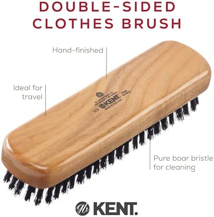 Kent CC2 Finest 100% Handcrafted Clothes Brush: Black Boar Bristle & Nylon Mix with Cherrywood Handle - Travel-Size Lint/Fuzz Remover for Cashmere, Wool, Silk; Suede Brush & Pet Hair Lint Roller