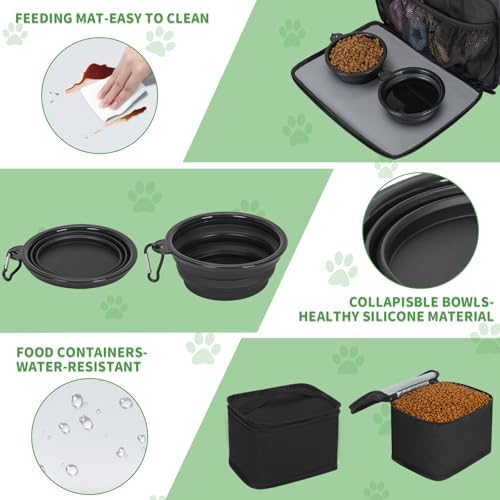 TORIBIO Large Dog Travel Bag for Supplies with Food Bowl