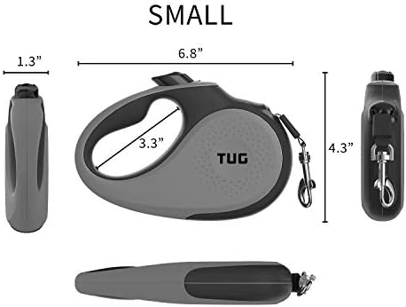 TUG Original Retractable Dog Leash, 16 ft (Small, Grey)