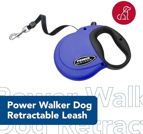 Coastal Pet Power Walker Dog Retractable Leash - Reflective Dog Leash - Stop-and-Release Control Button - Comfort Grip Handle - Black - X-Small