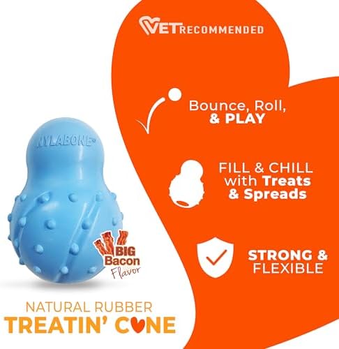 Nylabone Strong Chew Rubber Stuffable Cone Treat Toy, Bacon Flavor, Large