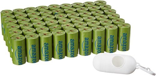 Amazon Basics Premium Leak Proof Dog Poop Bags with Dispenser and Leash Clip, Talcum Powder Scented, 13" x 9", 810 Count (54 Rolls) (Pack of 6)