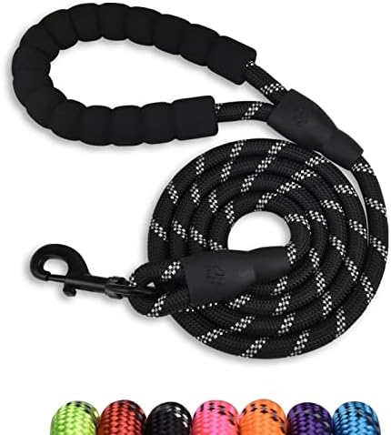 5/6 FT Strong Pet Dog Leash with Soft Padded Handle,Highly Reflective Rope for Night Walking,360-Degree Rotating Metal Buckle Without Tangles,Suitable for Small,Medium and Large Dogs.(6ft)
