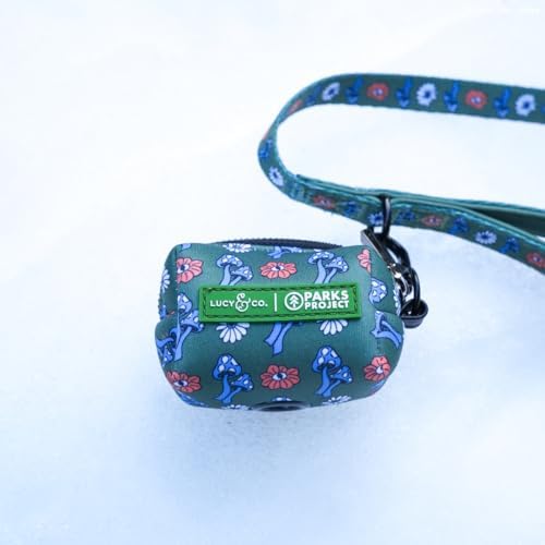 Lucy & Co. x Parks Project Power to the Parks Dog Poop Bag Holder and Dispenser, Clips to Leash, Water-Repellent Neoprene, Includes Refill Roll
