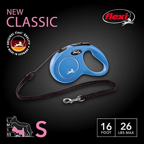 FLEXI® Classic Cord Retractable Dog Leash, Small, 16 ft - Blue