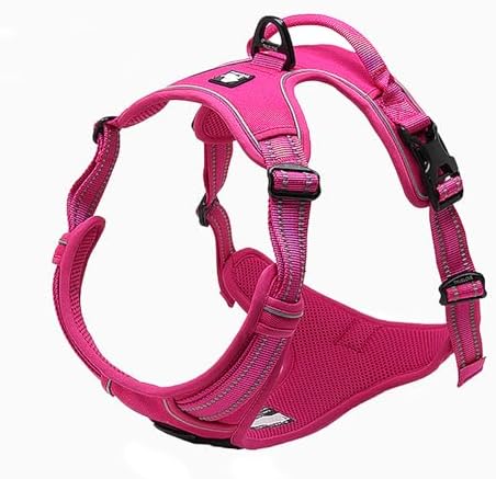TRUE LOVE Adjustable No-Pull Dog Harness Reflective Pup Vest Harnesses Comfortable Control Brilliant Colors Truelove TLH5651(Fushcia,XL)