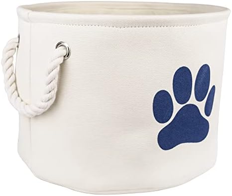 Bone Dry Pet Storage Collection Collapsible Bin, Small Round, Off-White