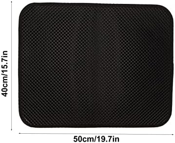 ASHATA Cat Litter Mat, Double Layer Design Urine Proof Trapper Mat for Litter Boxes, Double Layer EVA Litter Trapping Mat for Kitten, Easy to Clean Scatter Control (Black)