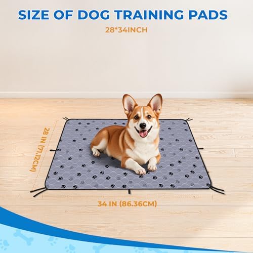 Fostanfly Washable Pee Pads for Dogs, Leak-Proof, 28''x34''-2 Pack, Gray