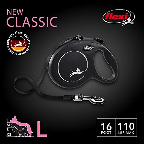FLEXI® Classic Tape Retractable Dog Leash, Large, 16 ft - Black