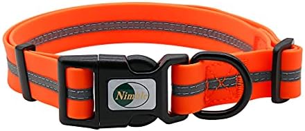 Nimble Reflective Waterproof Dog Collar Adjustable Odor Resistant Easy Clean Pet Collar for Small Medium Large Dogs Night Walking Outdoor Rainy Use (Medium (11.81”-18.5”inches), Orange)