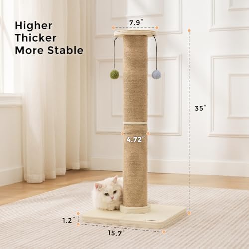 ZOMISIA 35'' Tall Cat Scratching Post for Indoor Cats Adults