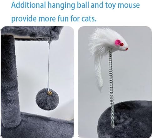 53in Cat Tree House with Scratching Post & 2 Caves for Indoor Cats