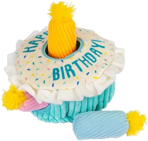 Outward Hound Hide-A-Birthday-Cake Plush Squeaky Dog Toy, 7.5" x 4.7"