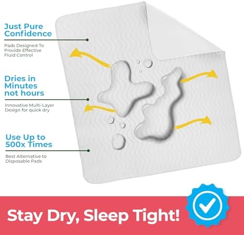 4 Pack Waterproof Reusable Heavy Absorbency Incontinence Bed Pads 34"x52"