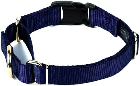 Martingale Dog Collar - Heavy Duty Nylon Adjustable Martingale Dog Collar with Plastic Buckle for Small Medium Large Breeds - 30+ Colors (1 Inch, Extra Large, Navy Blue)