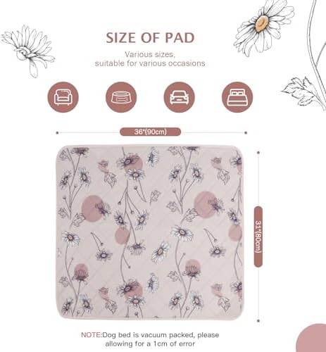 IEUUMLER Washable Pee Pads for Dogs, 2 Pack Non-Slip & Waterproof Whelping Pad, Reusable Puppy Potty Training With Fast Absorbent for Playpen EU007 (Pink Daisy, 31"X36"-2pcs)