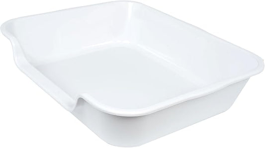 1 Pack of Extra Large Cat Litter Box (ABS Material), Low Entry Senior Litter Pen for Geriatric Kitty Big Cats, Jumbo Pet Safe Litter Boxes Tray for Indoor Pets Potty (White, 24" L x 20" W)